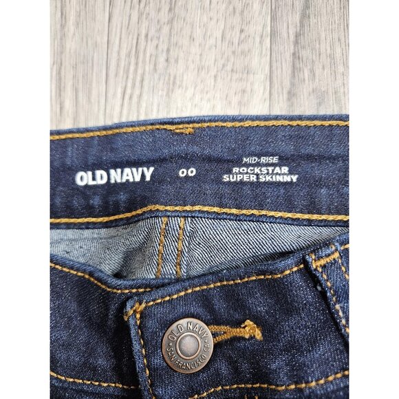 Old Navy Jeans Womens 00 Blue Mid Rise Rockstar Super Skinny Denim - Picture 4 of 9